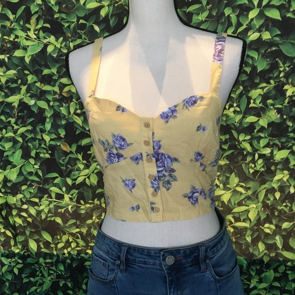 Forever 21 Tops - F21 Crop Top floral print yellow size M